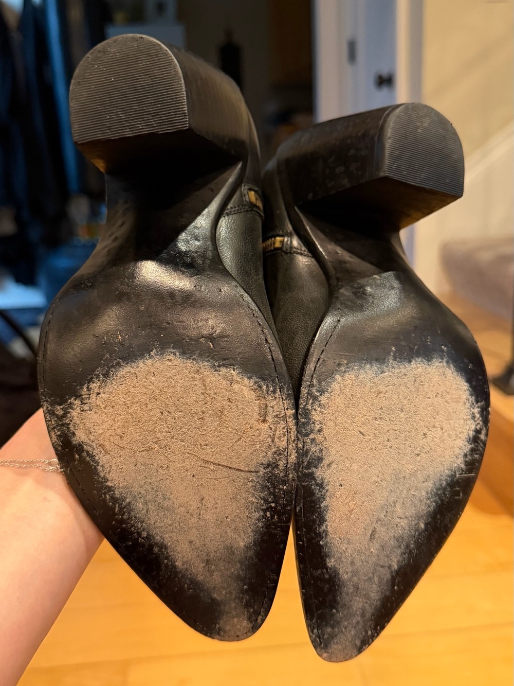 Lucchese Black Leather Western Zip-Heel Ankle Boots - Picture 6 of 9